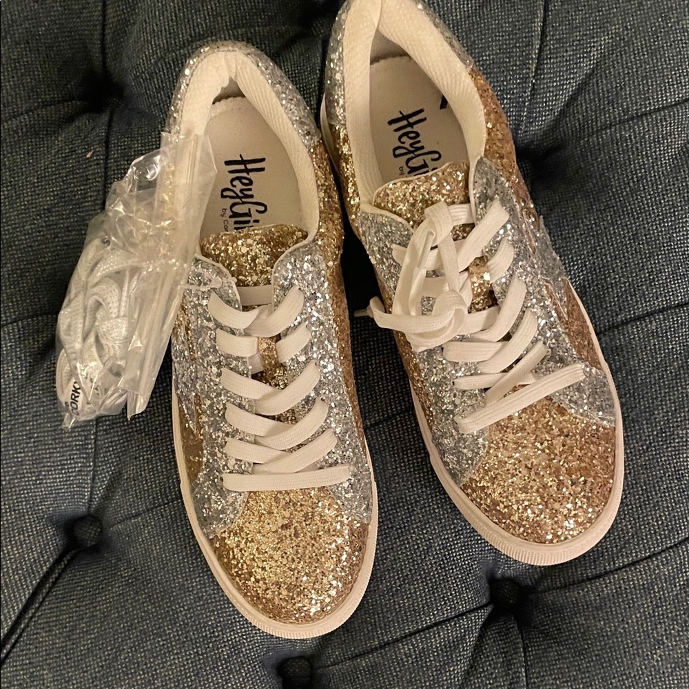 Corkys Glittery Gold and Silver Sneakers